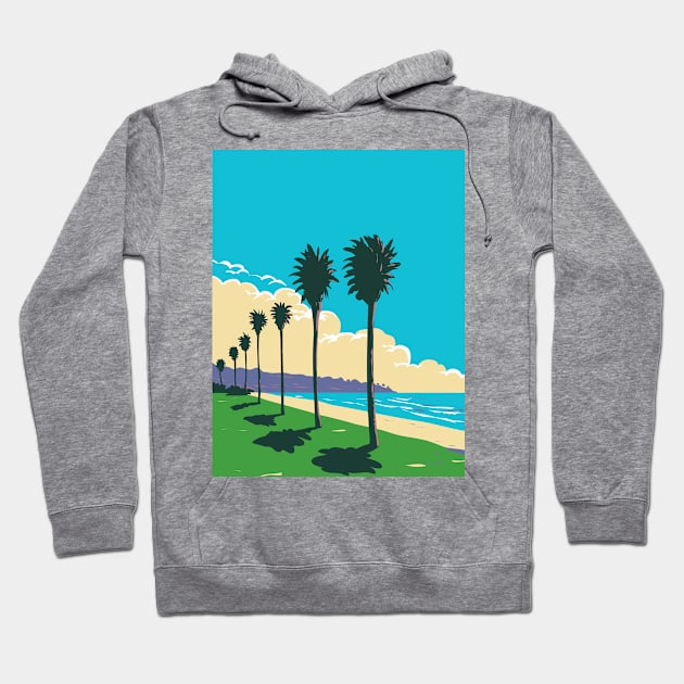 La Jolla Shores Beach in San Diego California WPA Poster Art Hoodie by retrovectors